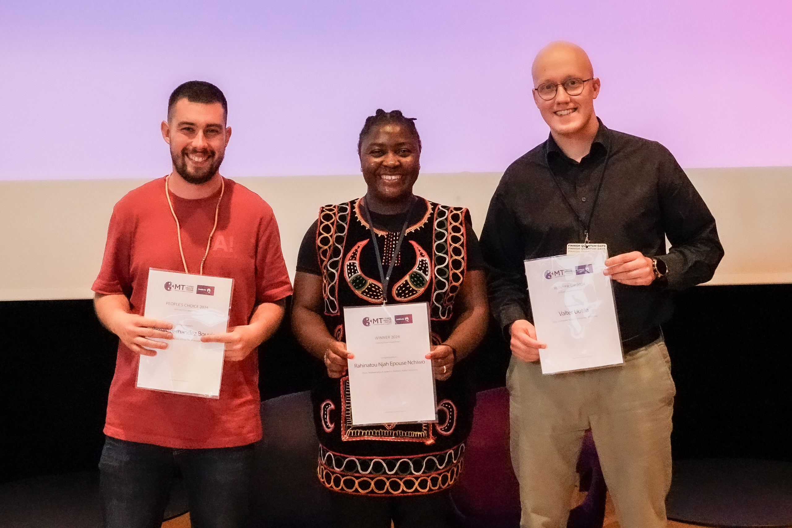 3 Minute Thesis winners from the Finnish Quantum Days